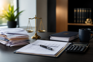 Balanza y documentos