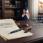Documento de testamento sobre un escritorio en un despacho jurídico de República Dominicana.