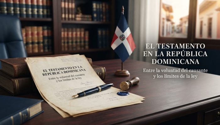 Documento de testamento sobre un escritorio en un despacho jurídico de República Dominicana.